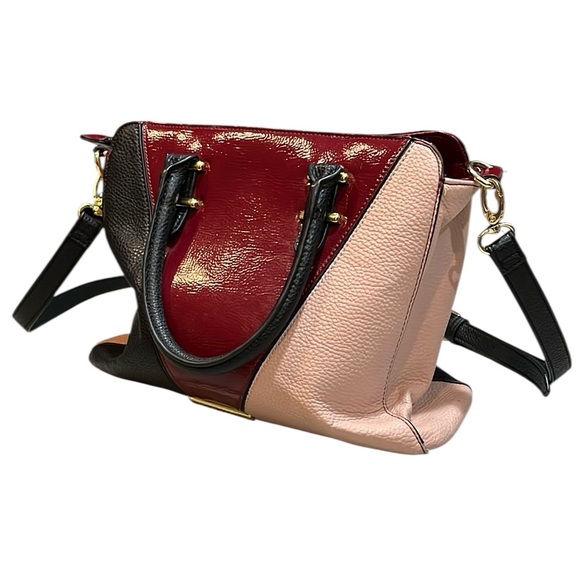 STEVE MADDEN COLORBLOCK CROSSBODY SATCHEL BAG BLACK PINK RED - Picture 1 of 16
